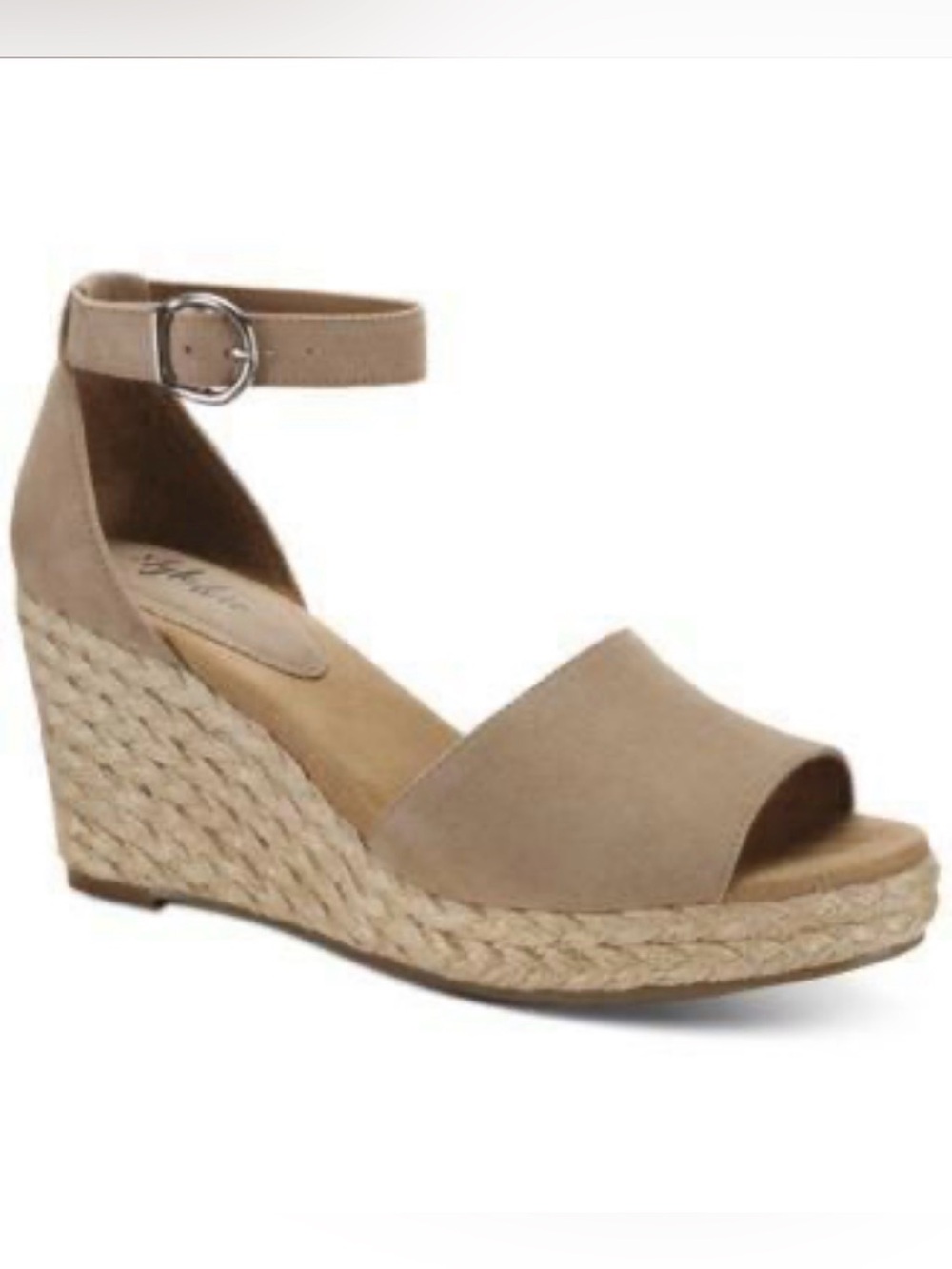 Style & Co. Taupe Ankle-Strap Espadrille Wedge Sandal